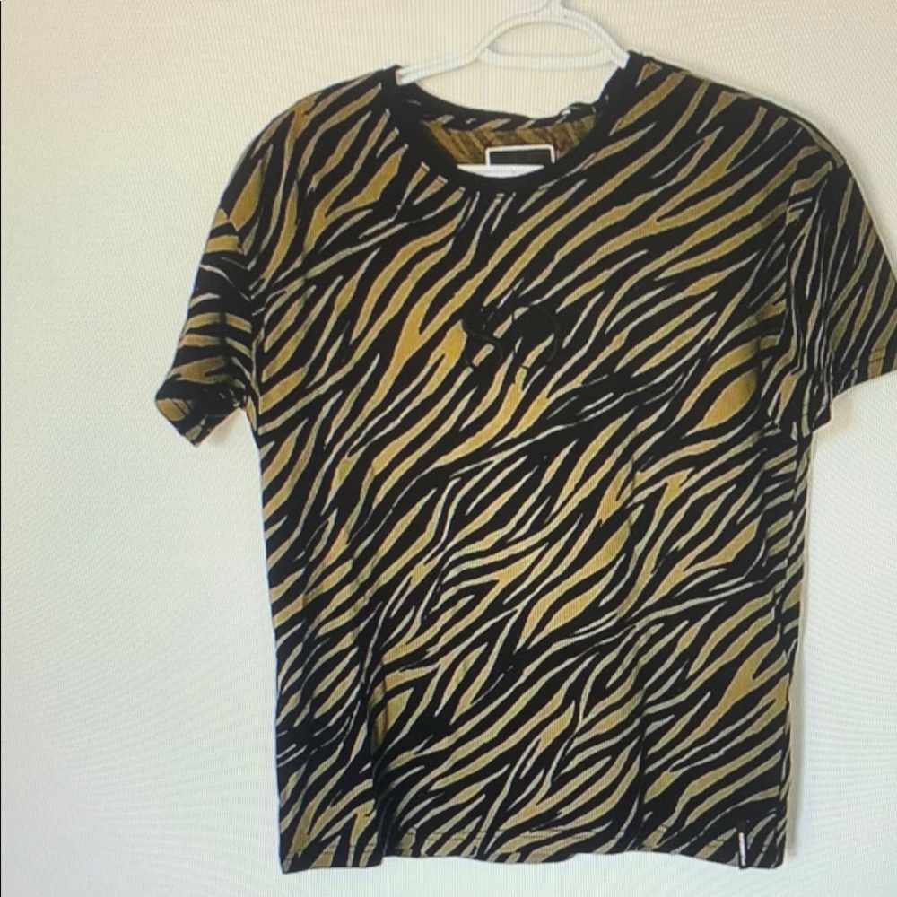 Superdry Black and Gold Zebra Print Short Sleeve Tee